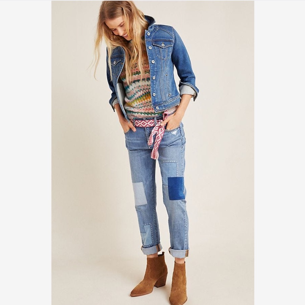Anthropologie Pilcro Patchwork Slim Boyfriend Jeans